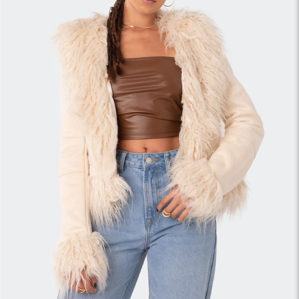 Edikted Faux Fur Trim Coat